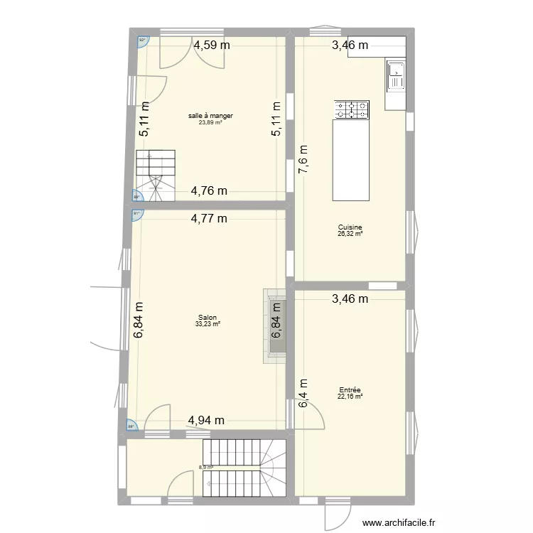 Fleury Maison 1 rez de chaussée existant. Plan de Fleury Maison 1 rez de chaussée existant. Plan de