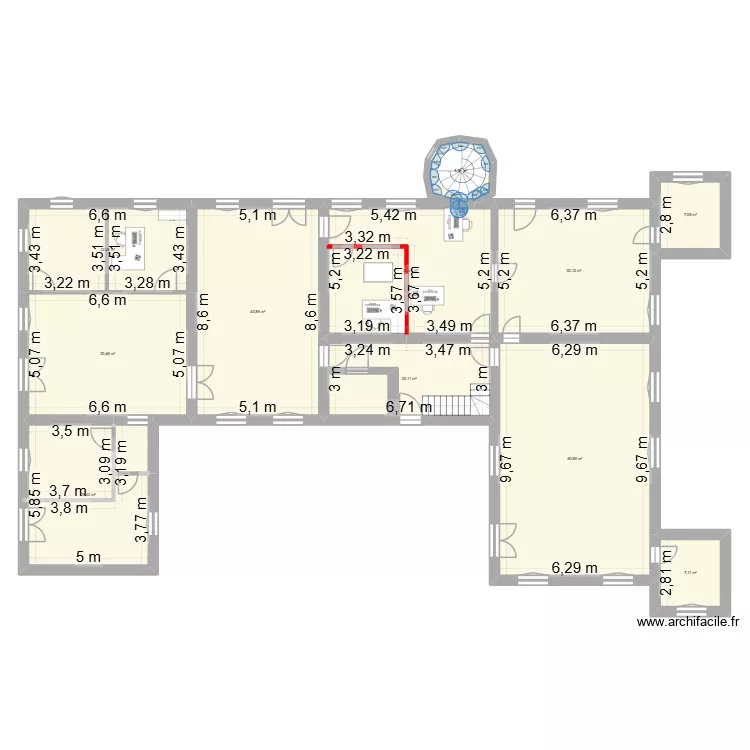 Chateau Bellegrave. Plan de 11  et 296 m²