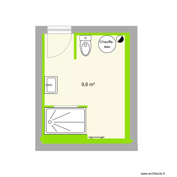 Salle de bain. Plan de 1  et 10 m²