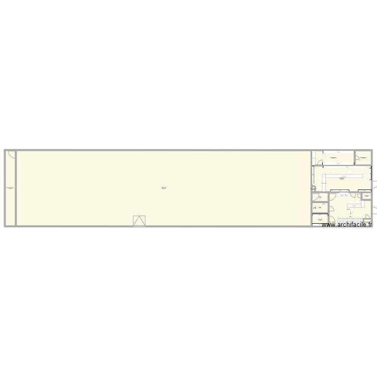 hangar deux etages. Plan de 22 pièces et 2166 m2