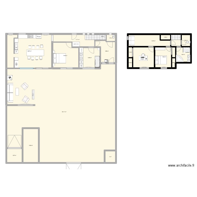 SANS EXTENSION. Plan de 20 pièces et 397 m2