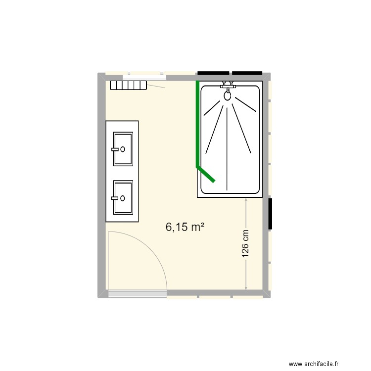 BERTINEAU - Salle d'eau. Plan de 1 pièce et 6 m2