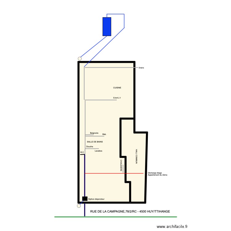 pologne. Plan de 2 pièces et 42 m2