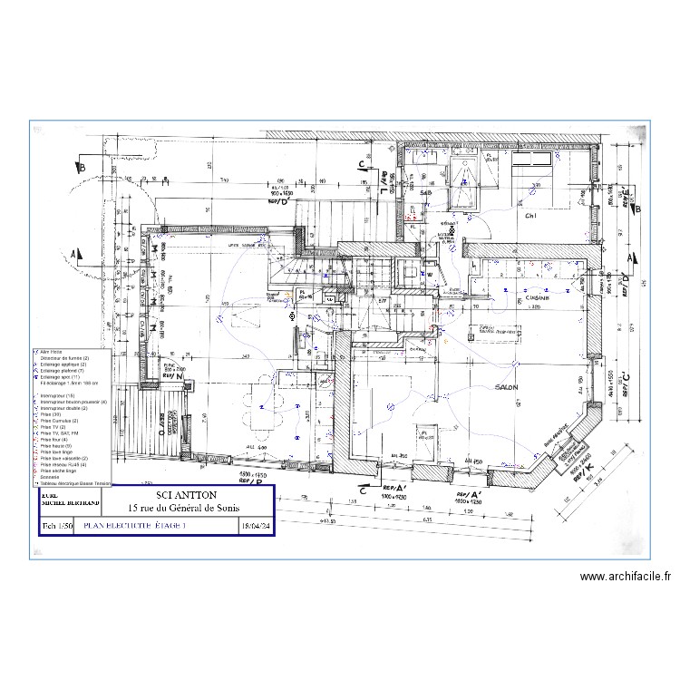 PLAN ELECTRICITE  ETAGE 1 ind B. Plan de 0 pièce et 0 m2