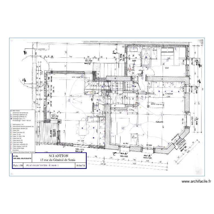 PLAN ELECTRICITE  ETAGE 1 ind B. Plan de 