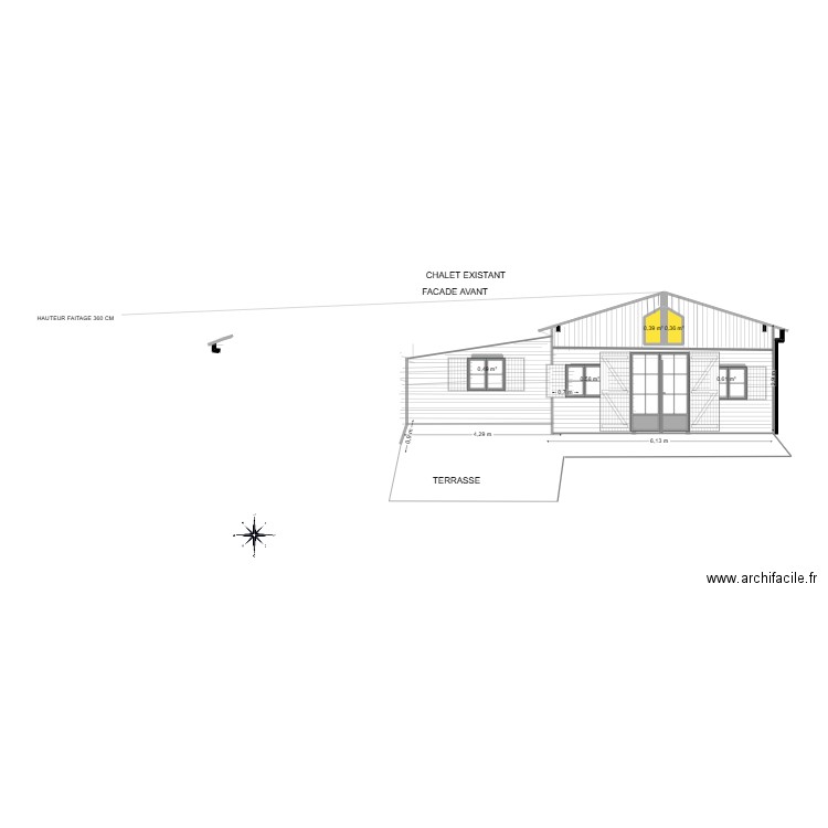 existant . Plan de 5 pièces et 2 m2