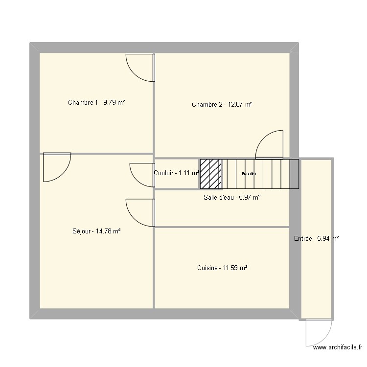 GINOUX PLAN. Plan de 8 pièces et 58 m2