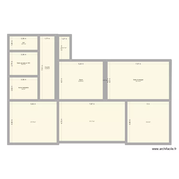 projet A. Plan de 11 Pièces et 187 m²
