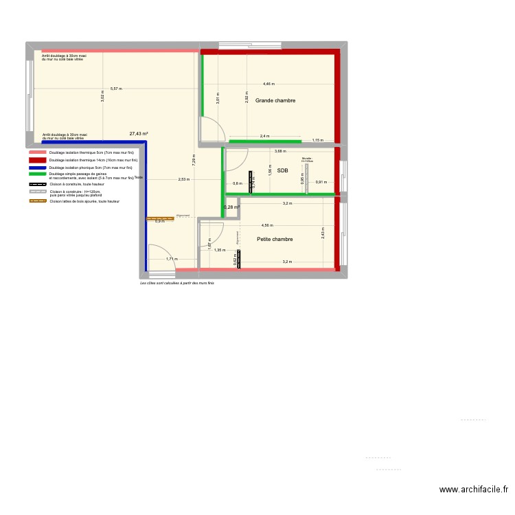 CHATEL - PLAN D'AMENAGEMENT AVEC COTES. Plan de 5 pièces et 59 m2