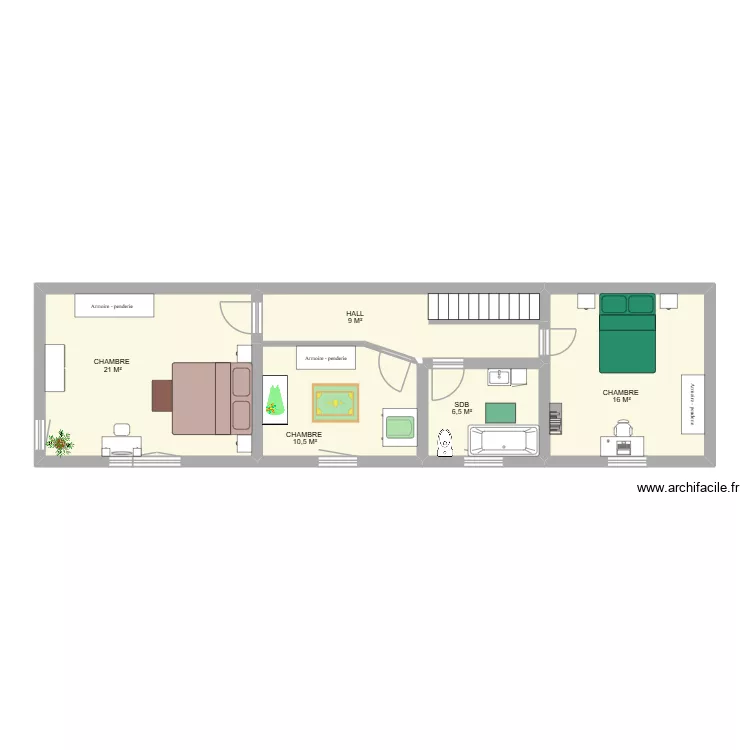 ETAGE TAILLE ANTOINE. Plan de 5 Pièces et 64 m²