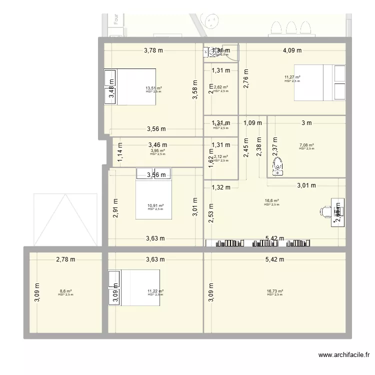 plan p&eacute;z V4. Plan de 20  et 227 m²