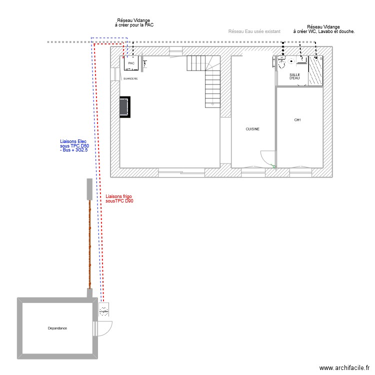 HORTENSE Réseau exterieur . Plan de 8 pièces et 134 m2