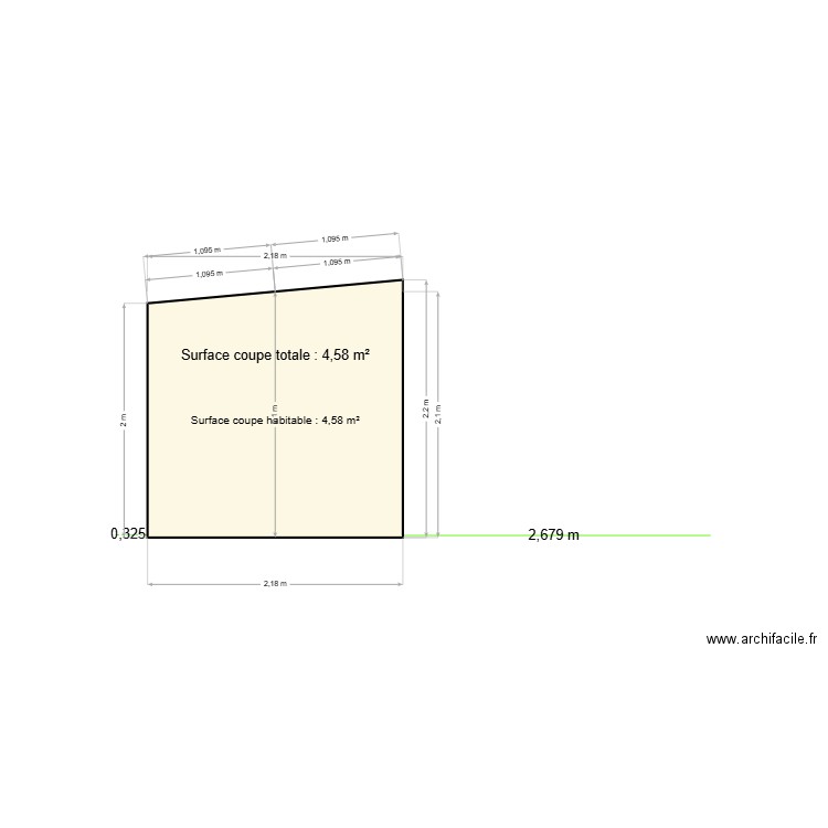 Plan de coupe coté abri de jardin. Plan de 0 pièce et 0 m2