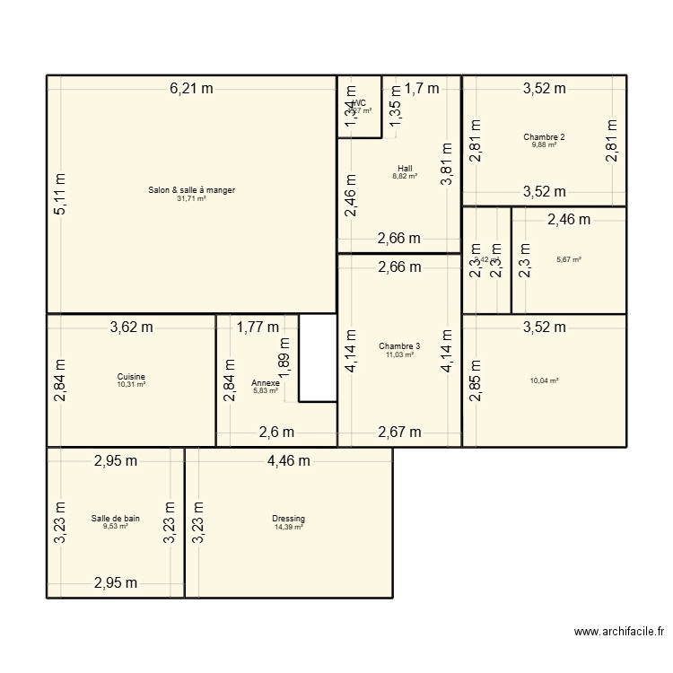 Maison Sam et Claire. Plan de 12 pièces et 121 m2