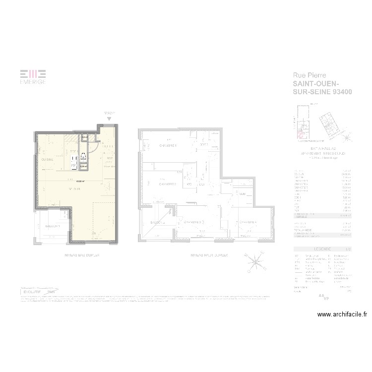 a274. Plan de 3 pièces et 44 m2