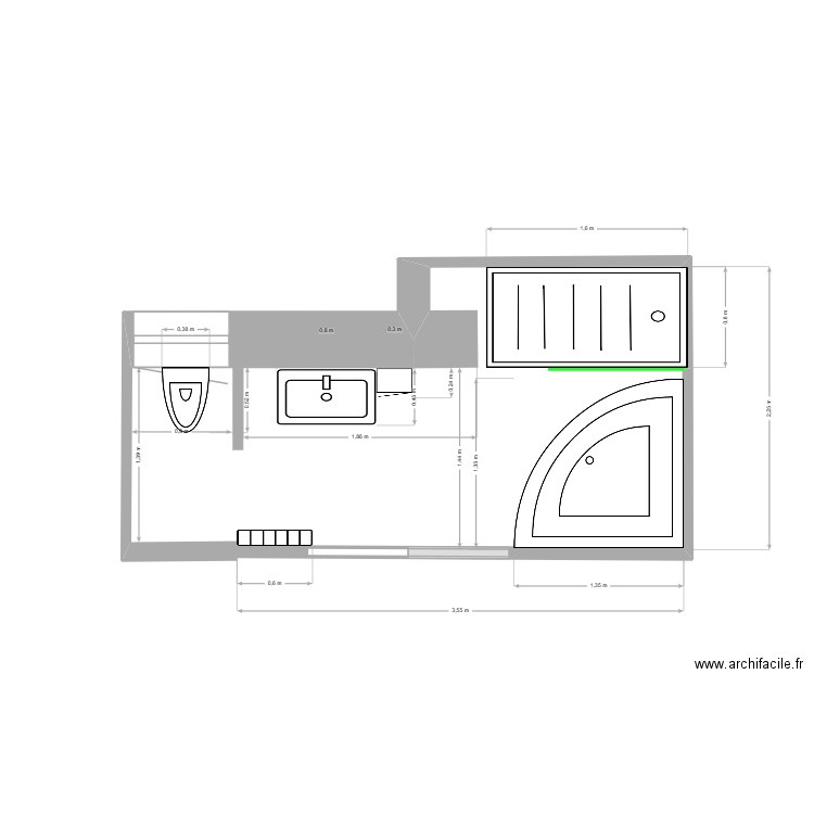Salle de bain - WC Sous fenetre. Plan de 0 pièce et 0 m2