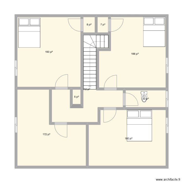 Crique2. Plan de 9 pièces et 83 m2
