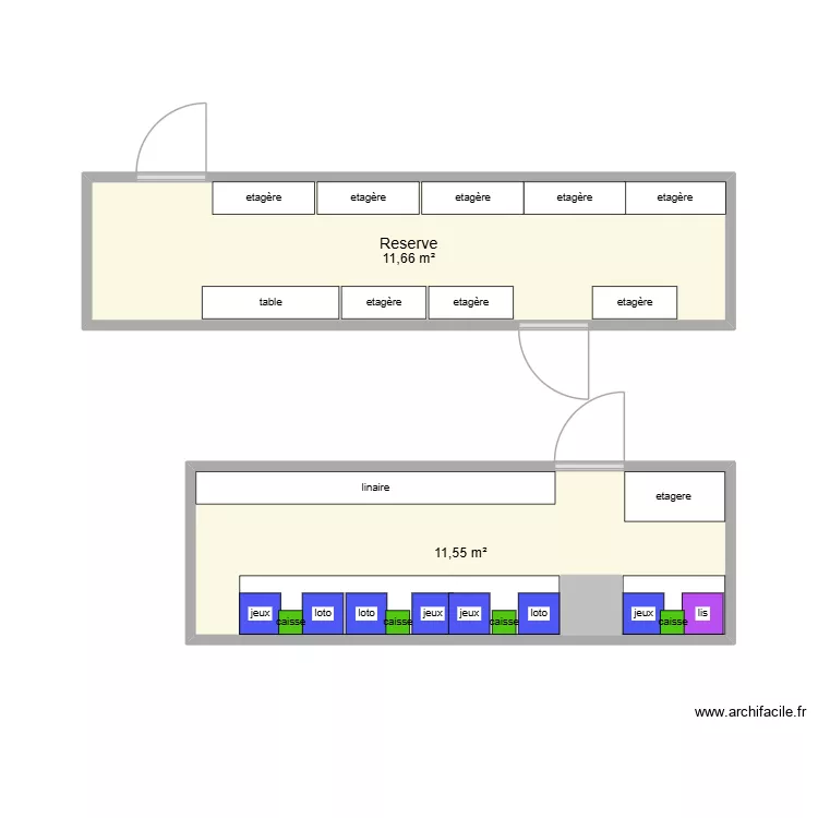 tabac italien. Plan de 2  et 23 m²
