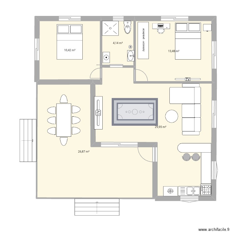 Maison. Plan de 5 pièces et 85 m2