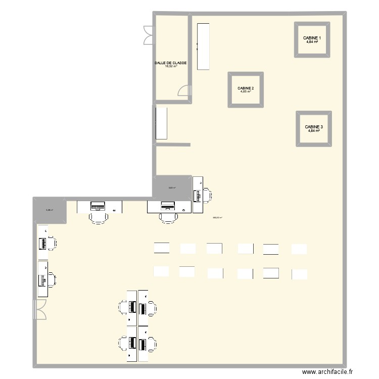 futur salle de classe. Plan de 7 pièces et 510 m2