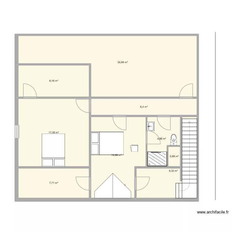 ETAGE. Plan de 9  et 101 m²
