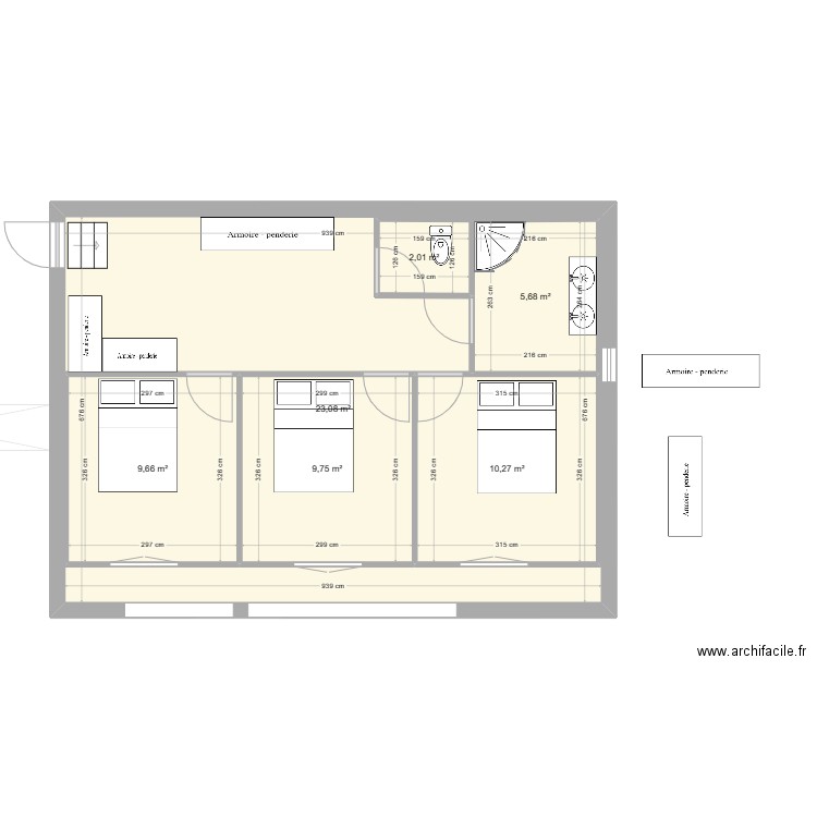 plan 2 etage. Plan de 7 pièces et 163 m2