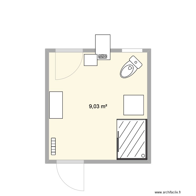sub stambruges. Plan de 1 pièce et 9 m2
