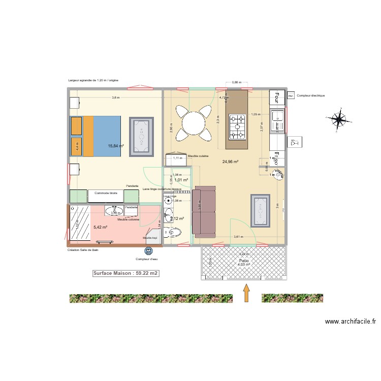 12430.3. Plan de 6 pièces et 53 m2
