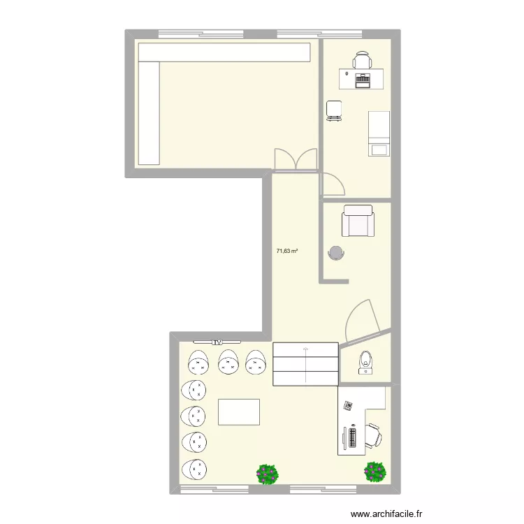 LABORATOIRE 2. Plan de 1 pièce et 72 m²