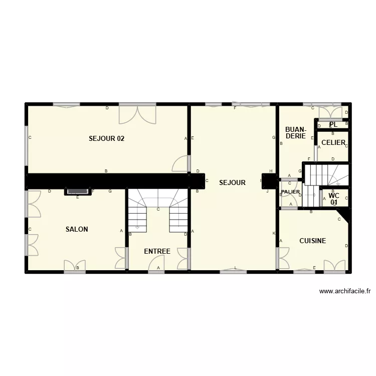 PLAN PLOMB NIMES RDC JARDIN FTN. Plan de 16  et 73 m²