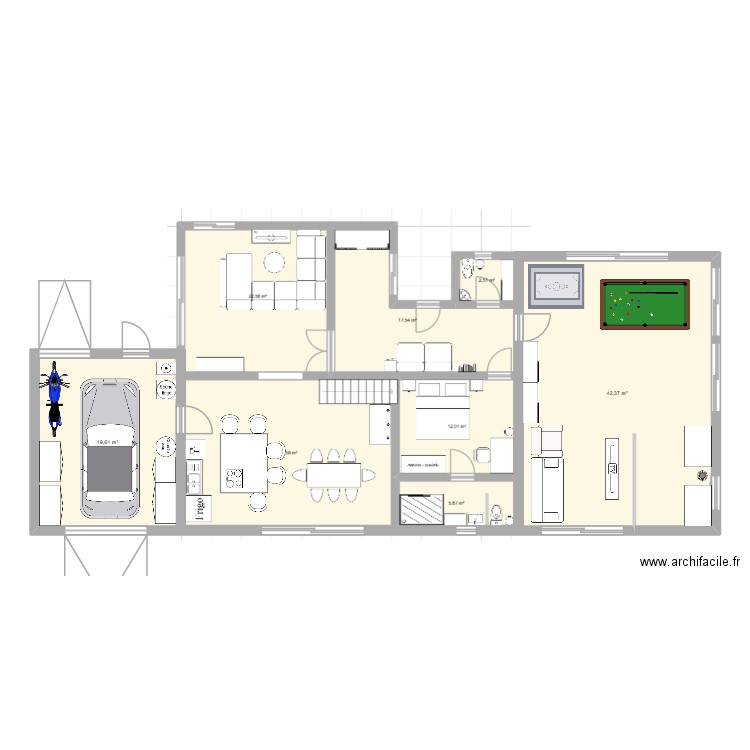 Plan n2. Plan de 2 pièces et 62 m2