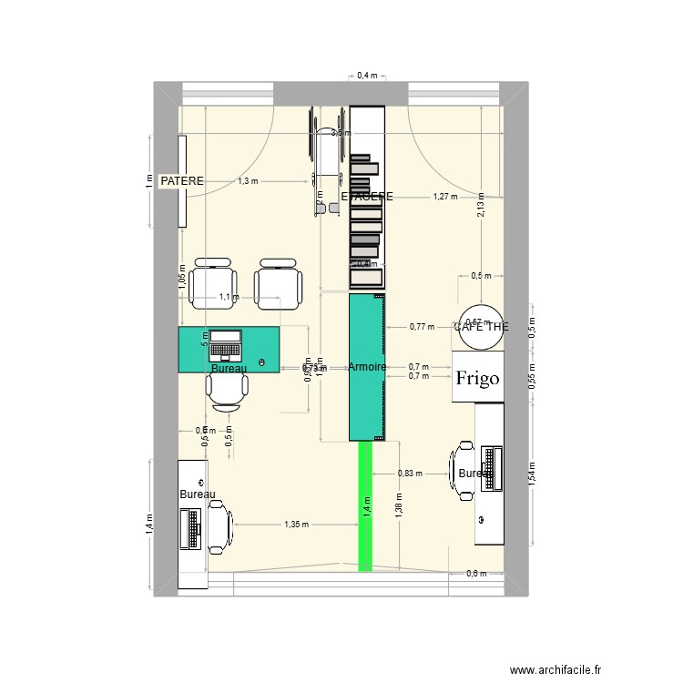 BUREAU MEDICAL FRANCOISE. Plan de 1 pièce et 18 m2