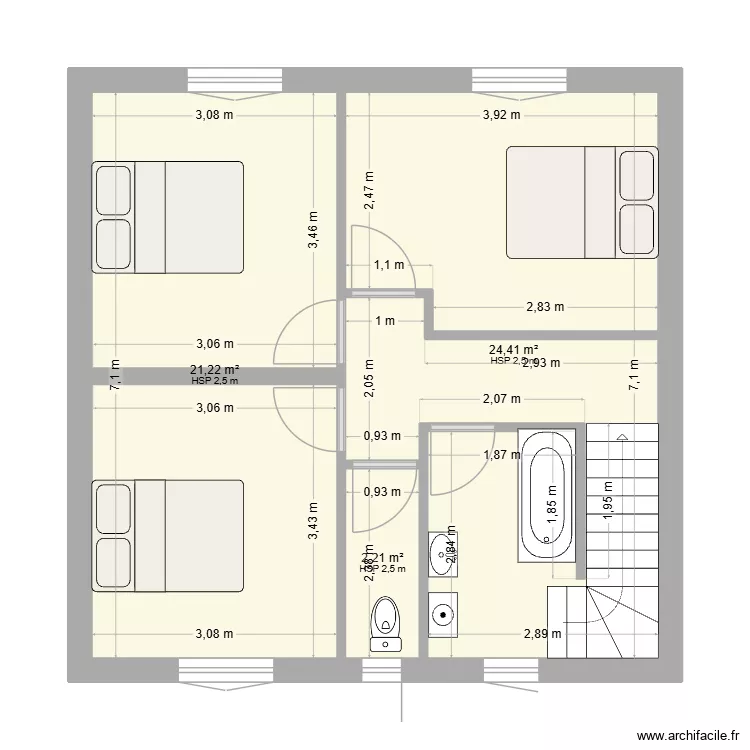 plan2. Plan de 3 Pièces et 48 m²