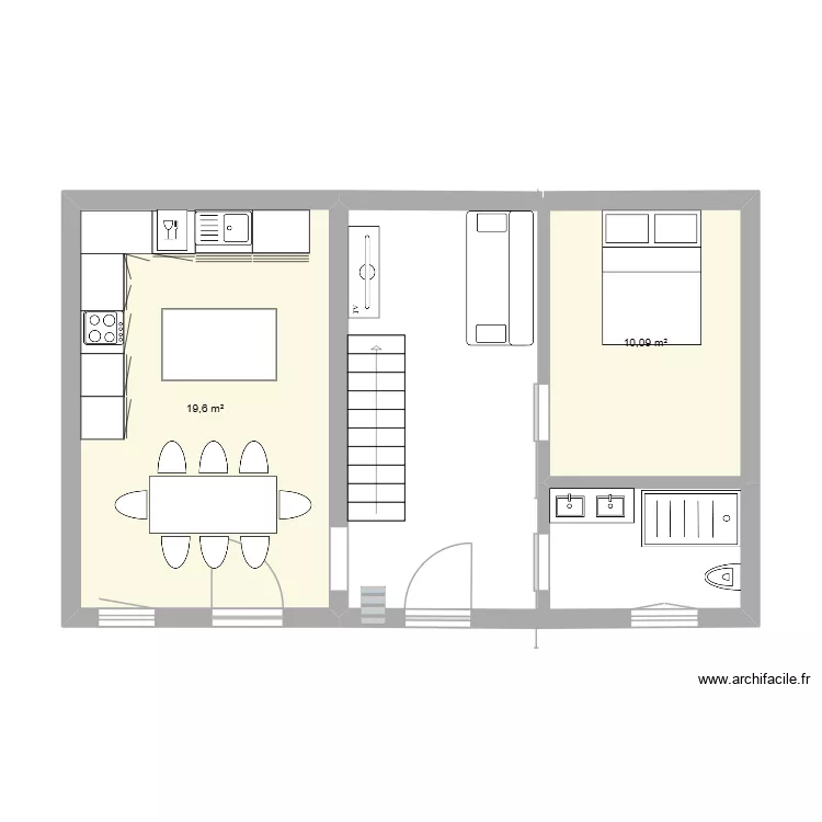 St Lazare - bas V3. Plan de 2  et 30 m²