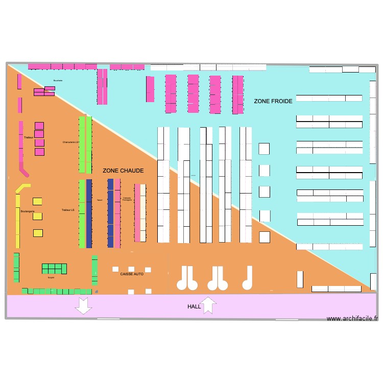 Auchan. Plan de 3 pièces et -1450 m2