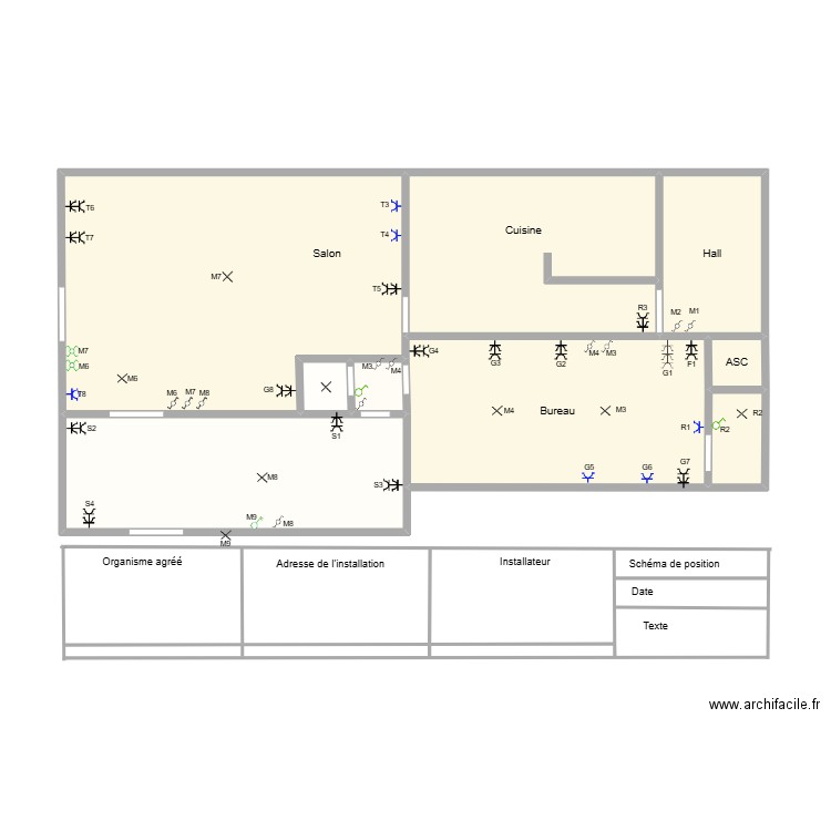 REZ CHAUSSE DR. Plan de 9 pièces et 60 m2