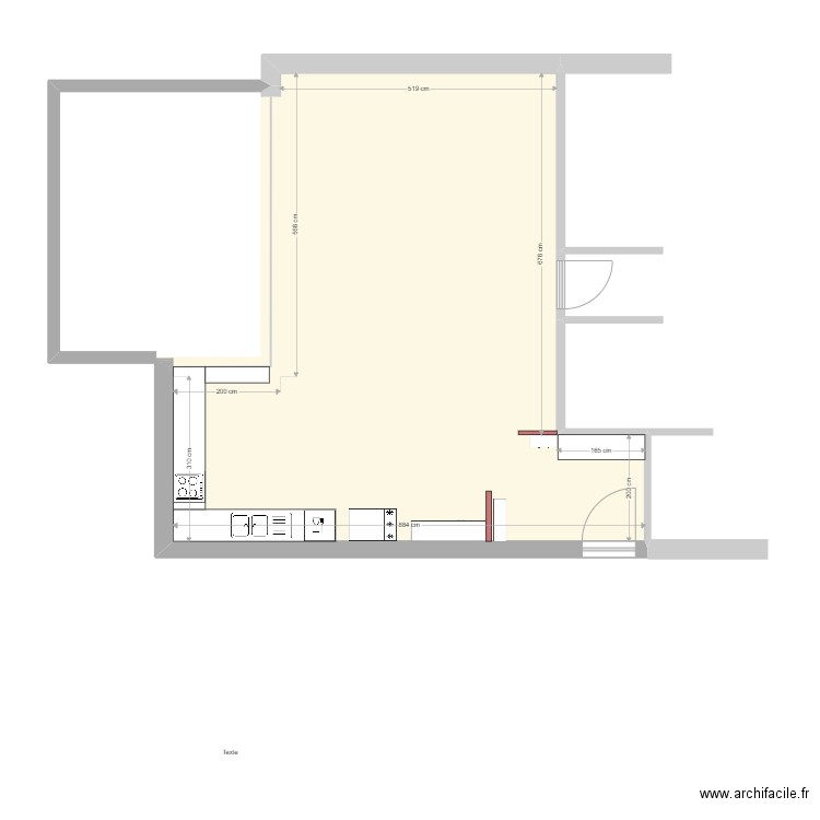Habay-CUISINISTE-08-07. Plan de 1 pièce et 55 m2
