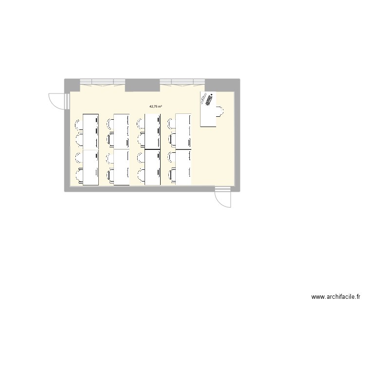 S126. Plan de 1 pièce et 43 m2