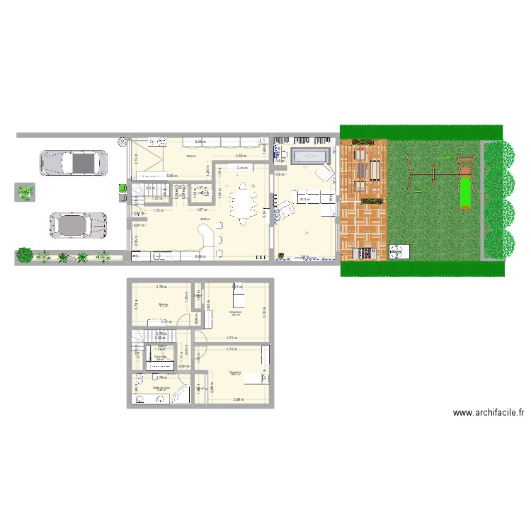 maison v46. Plan de 14 pièces et 160 m2
