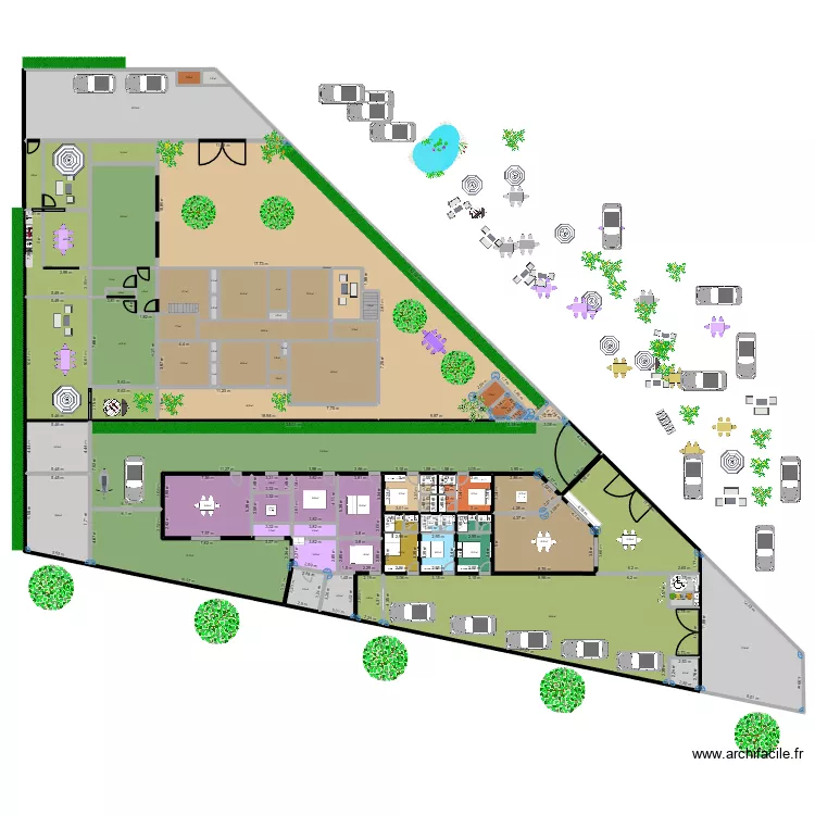 MAISON NR + RESTAURANT SUD + 5 CHAMBRES 1012. Plan de 81  et 1879 m²