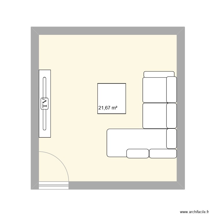 salon. Plan de 1 pièce et 22 m2