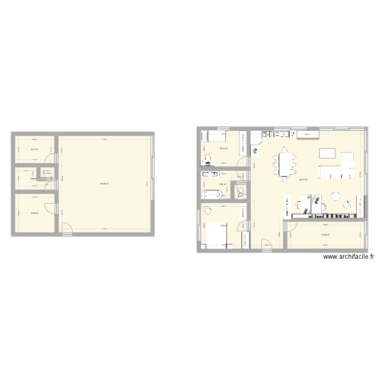 Maison 100m2. Plan de 9 pièces et 184 m2