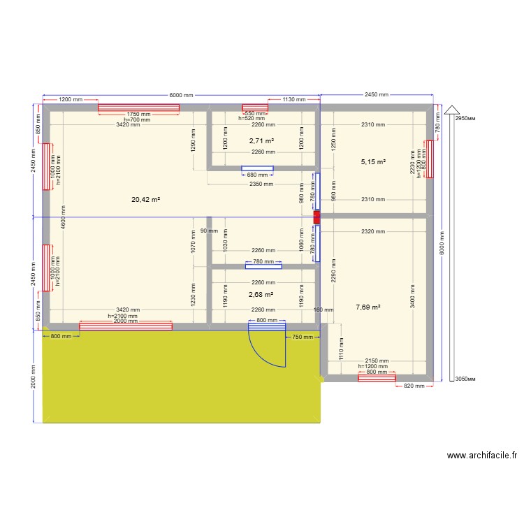 45 5 Аркадий. Plan de 6 pièces et 49 m2