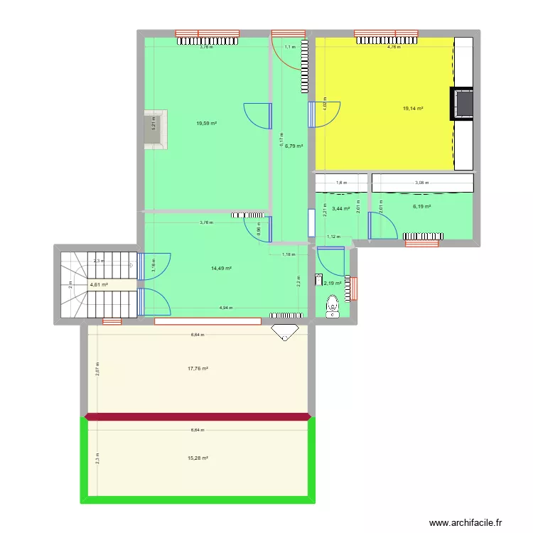 Plan Rdc veranda - Bombart. Plan de 