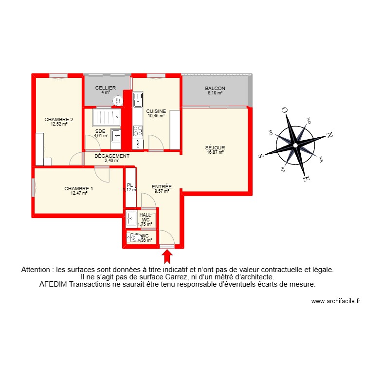 BI 28166-. Plan de 16 pièces et 103 m2