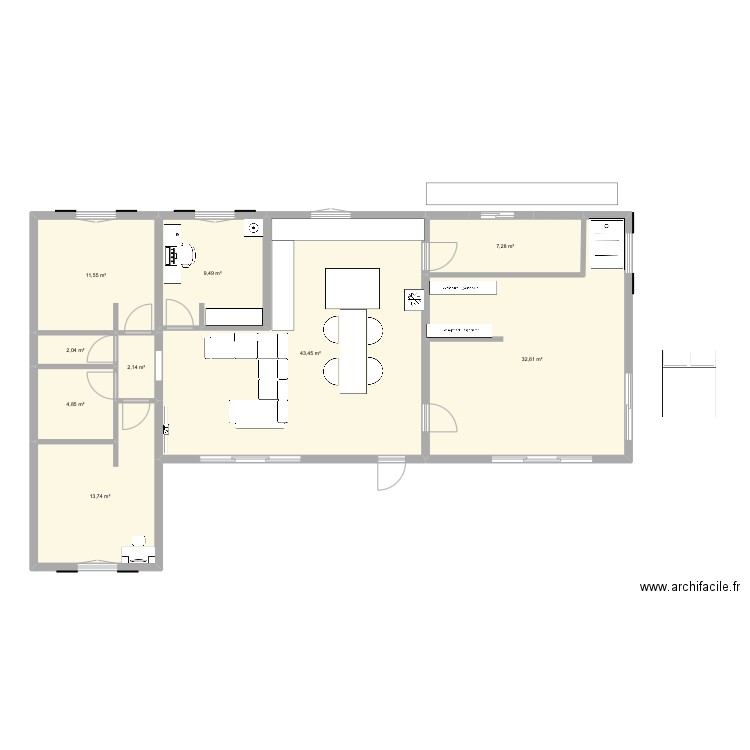 maison 974. Plan de 9 pièces et 127 m2