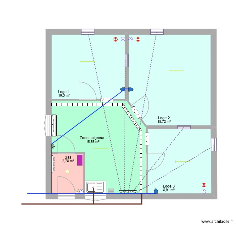 Bat Serval. Plan de 5 pièces et 53 m2