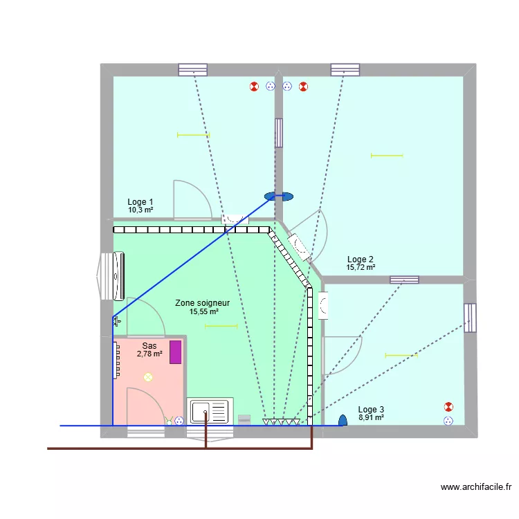 Bat Serval. Plan de 5 pièces et 53 m²