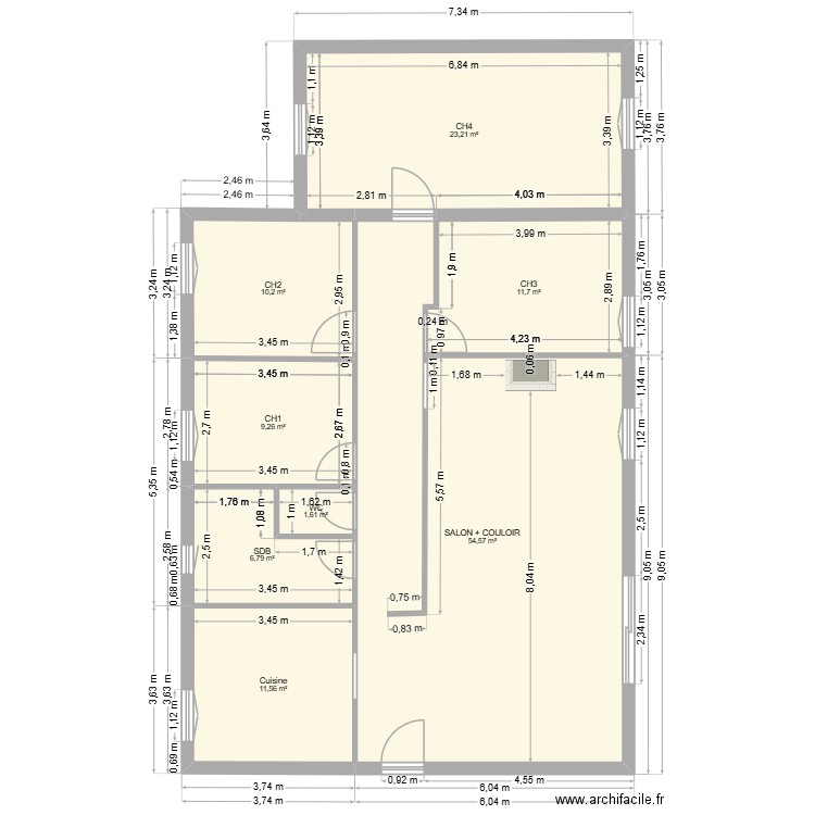 MAISON NACER. Plan de 8 pièces et 129 m2