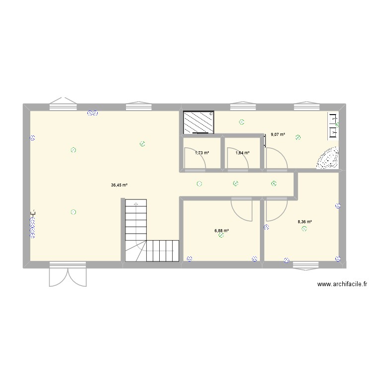 plan chacha. Plan de 6 pièces et 64 m2